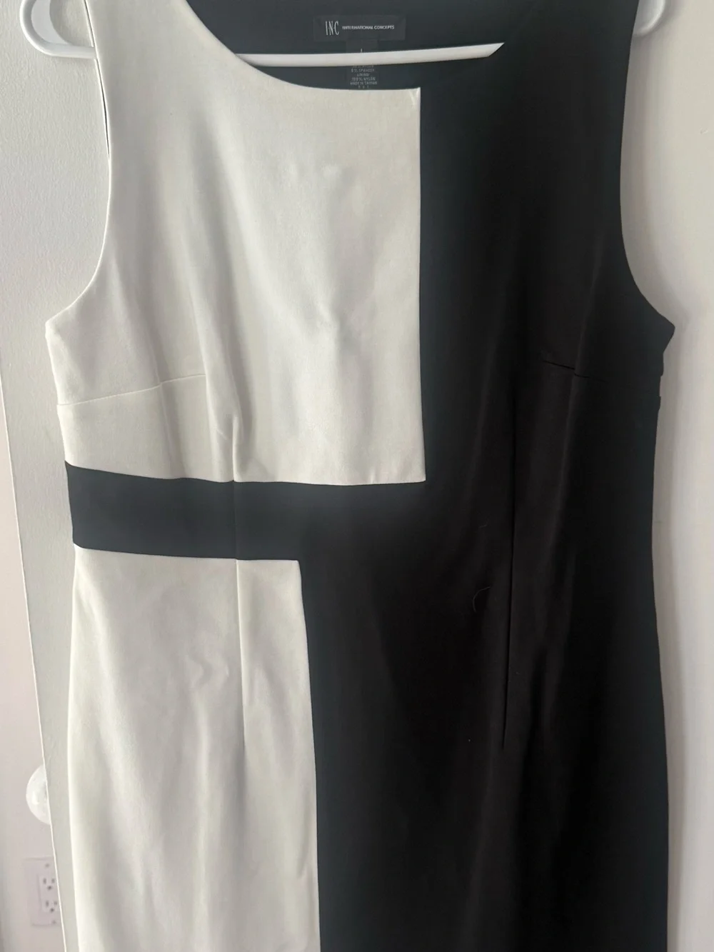 INC International Concepts Black and White Colorblock Midi Dress